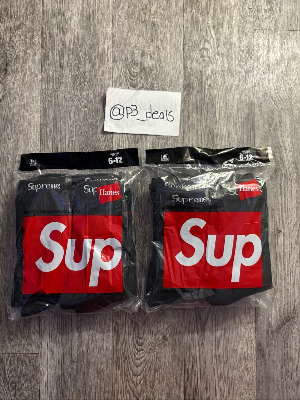 Supreme Black Crew Socks with Red and White Logo - Pack of 1
